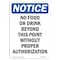 Signmission OSHA Notice Sign, 18" H, 12" W, Rigid Plastic, No Food Or Drink Beyond This Point Sign, Portrait OS-NS-P-1218-V-14590 - alternate 1